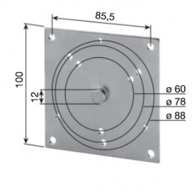 Platine pour treuil CSE201400, téton de 12 mm, 100 X 100 mm