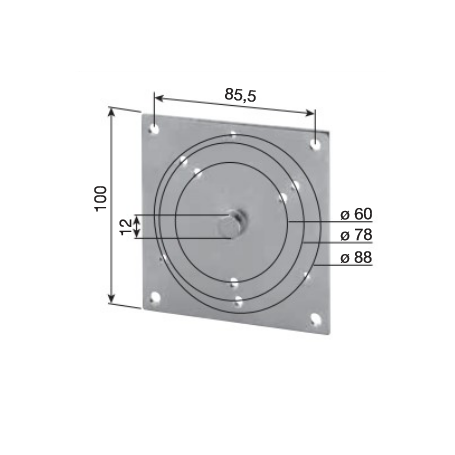 Platine pour treuil CSE201400, téton de 12 mm, 100 X 100 mm