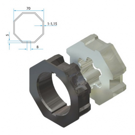 Kit adaptations moteur Chérubini Ø45 pour tube OCTO 70