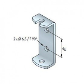Etrier moteur T6 88X35 2 perçages fraisés 6.5 entraxes 65 mm