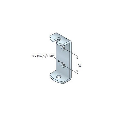 Etrier moteur T6 88X35 2 perçages fraisés 6.5 entraxes 65 mm